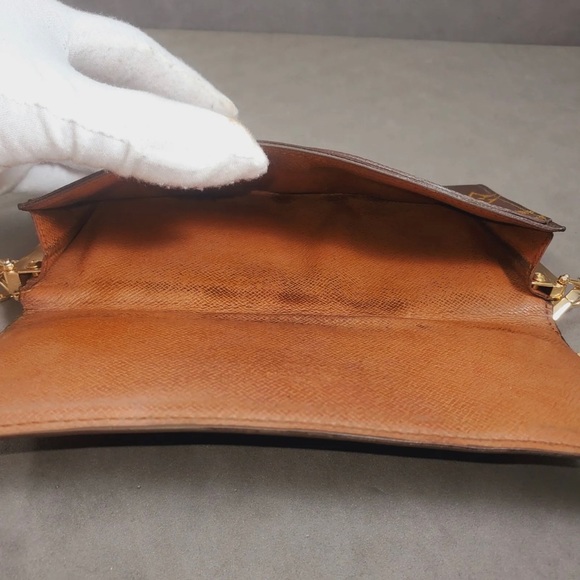 Authentic LOUIS VUITTON Crossbody Monogram Wallet Long Chain Woc Vintage Mi9002 - Picture 14 of 15